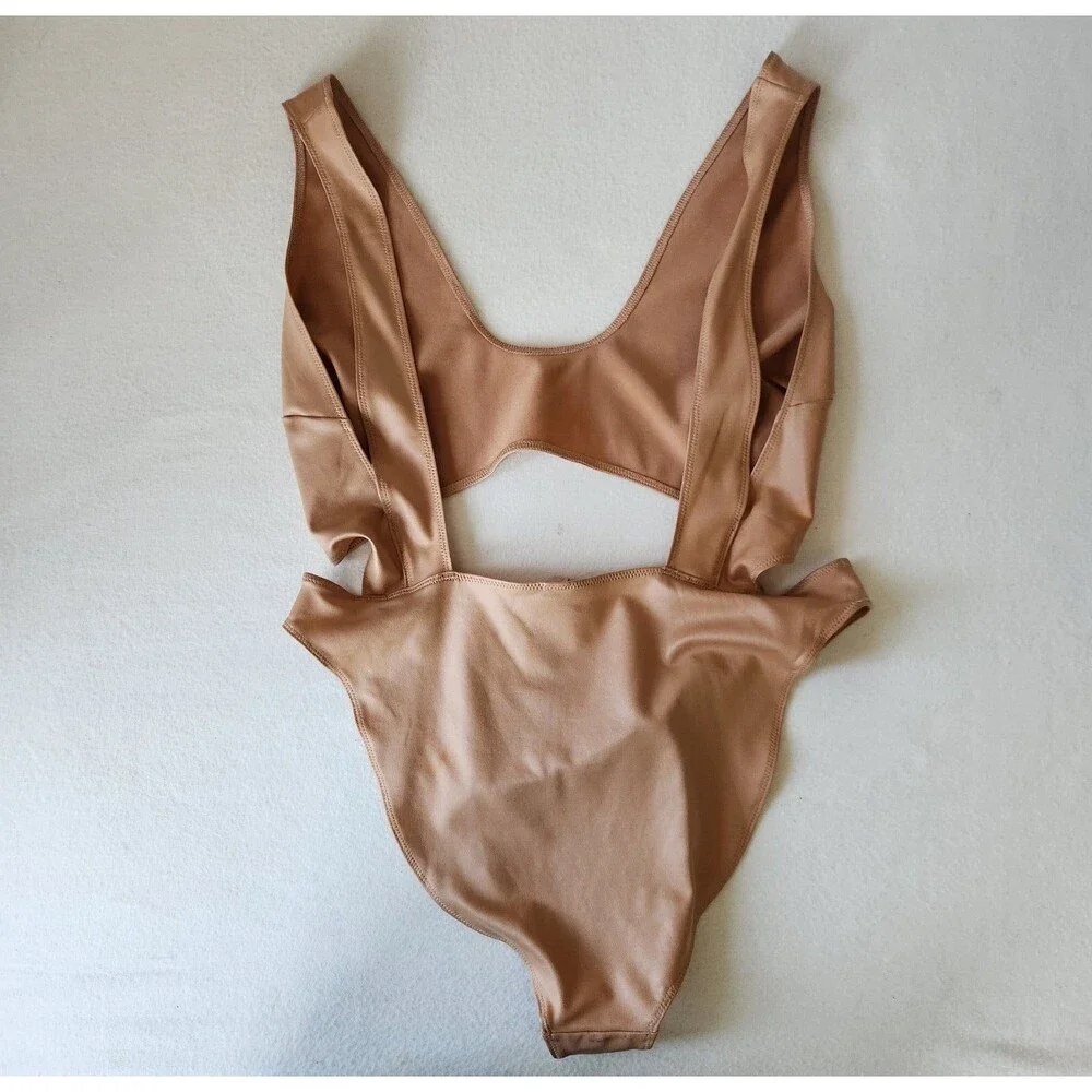 Skims‎ Swimsuit Women's 3X Swim Cut Out One Piece Ochre Brown SW-MKN-0012